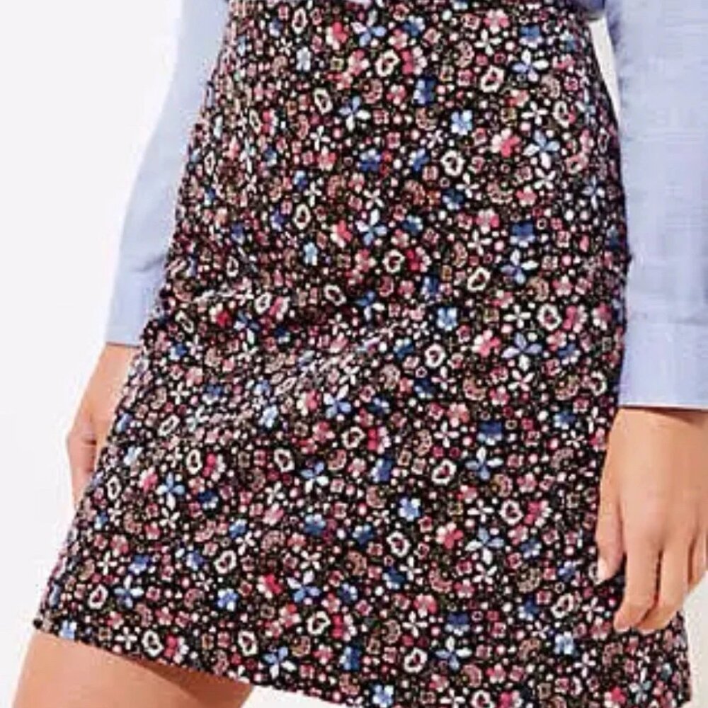 LOFT Velvet Floral Skirt Size 10